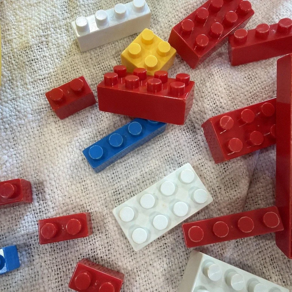 Vintage 1993 Lego Duplo Set Of 41 Legos, Yellow Bucket W/top And Original Ad